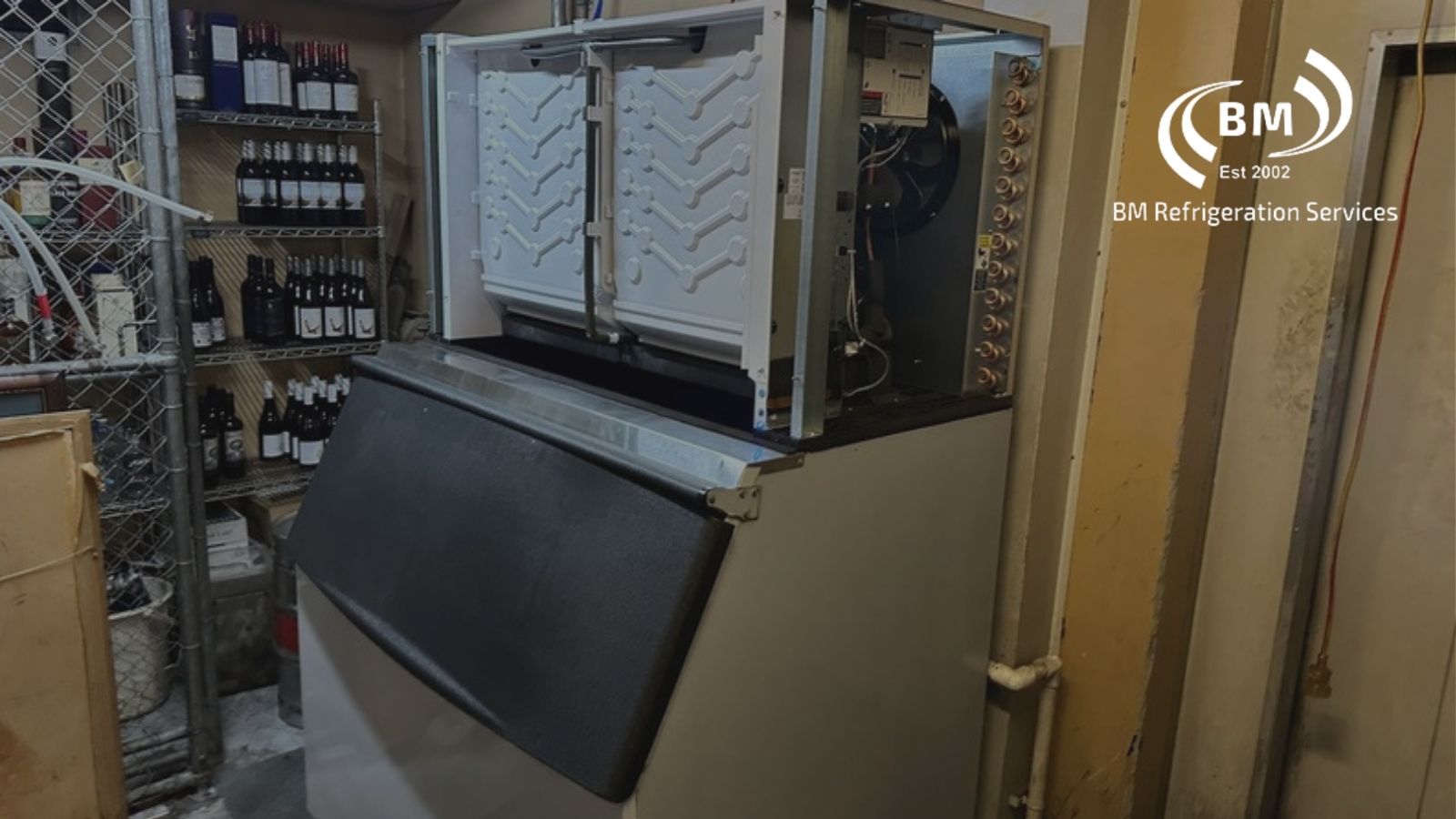Commercial ice machine serviced by BM Refrigeration Services